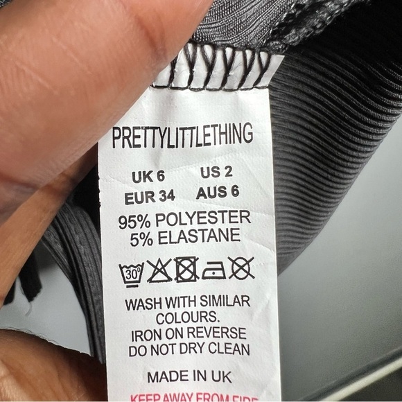 NWT PrettyLittleThing Charcoal Gray Ruched Bodycon Off Shoulder Dress Size 2 - Picture 7 of 7